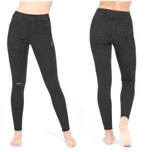 SPANX Distressed Denim Leggings Raw Hem Size XS NWT